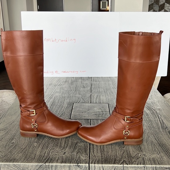 Michael Kors brown leather boots side zip and straps riding boots size 8.5M - Picture 8 of 15